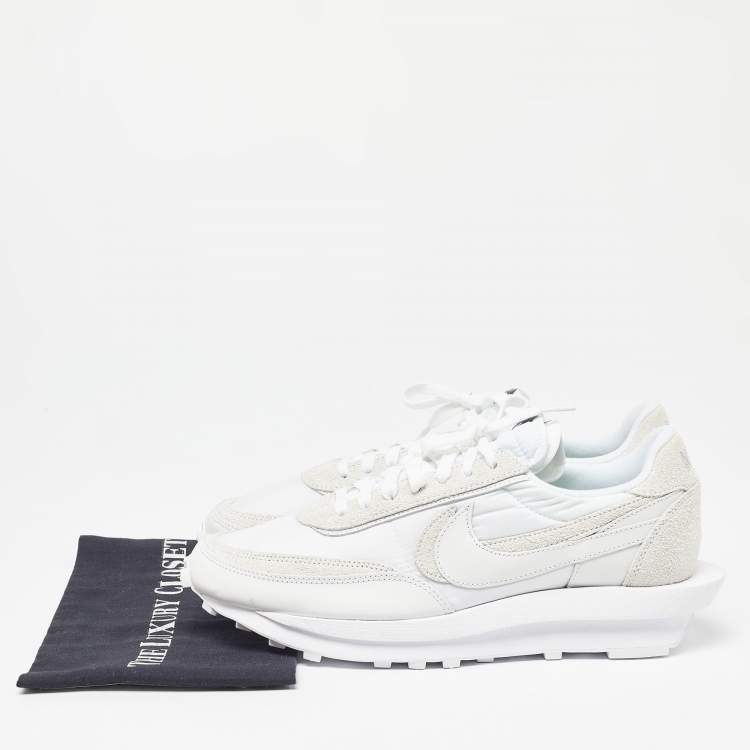 Pre Owned Nike x Sacai White Suede,Leather and Nylon LD Waffle Sneakers Size 46