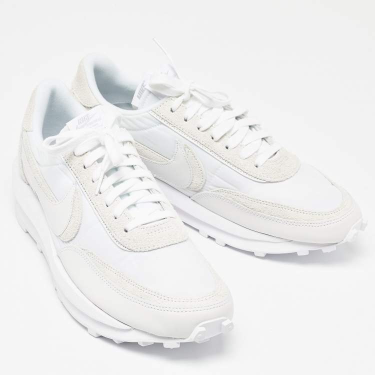 Pre Owned Nike x Sacai White Suede,Leather and Nylon LD Waffle Sneakers Size 46