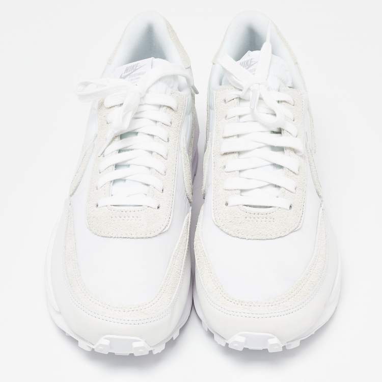 Pre Owned Nike x Sacai White Suede,Leather and Nylon LD Waffle Sneakers Size 46