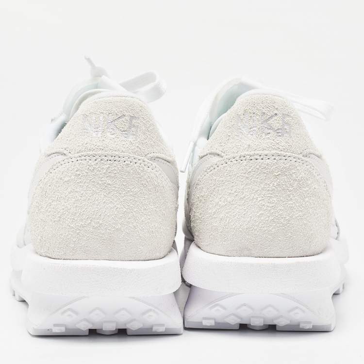 Pre Owned Nike x Sacai White Suede,Leather and Nylon LD Waffle Sneakers Size 46