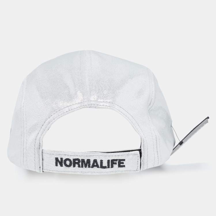 Pre Owned Norma Kamali Silver Lame Long Bill Baseball Cap One Size