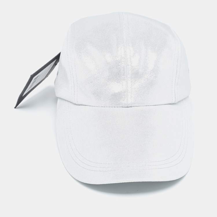 Pre Owned Norma Kamali Silver Lame Long Bill Baseball Cap One Size