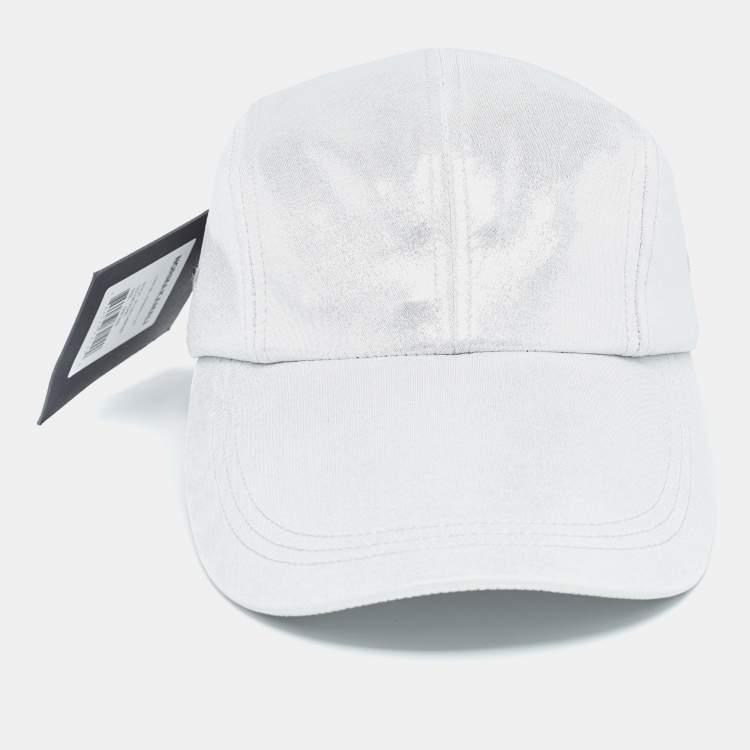 Pre Owned Norma Kamali Silver Lame Long Bill Baseball Cap One Size