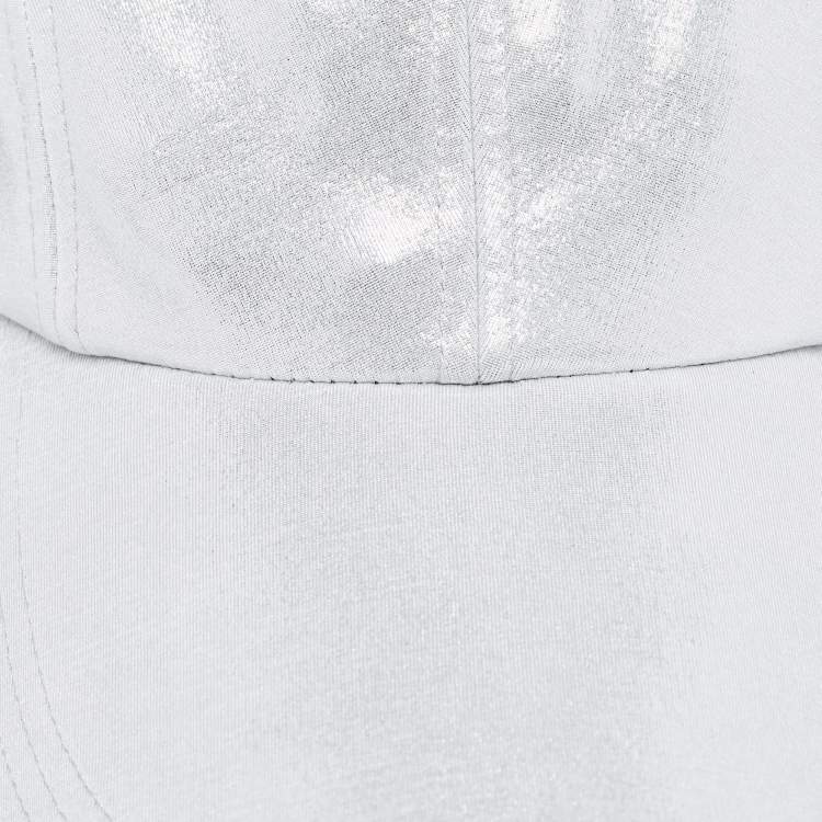 Pre Owned Norma Kamali Silver Lame Long Bill Baseball Cap One Size