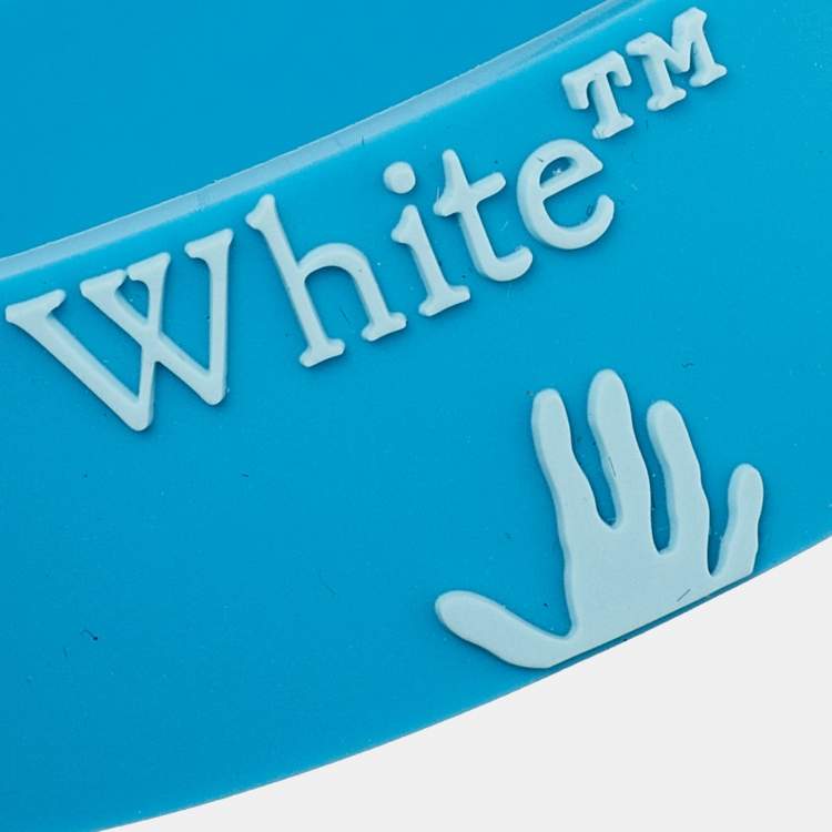 Pre Owned Off-White Blue Rubber Logo Bracelet