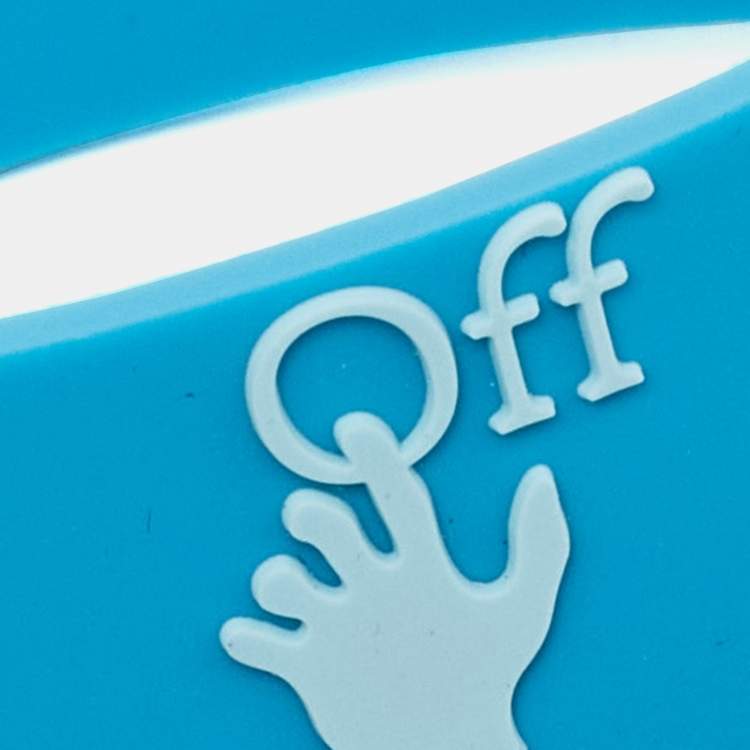 Pre Owned Off-White Blue Rubber Logo Bracelet