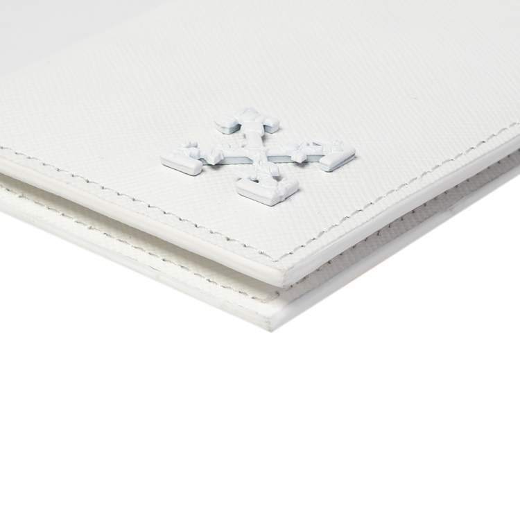 Pre Owned Off-White White Leather Arrow Card Holder