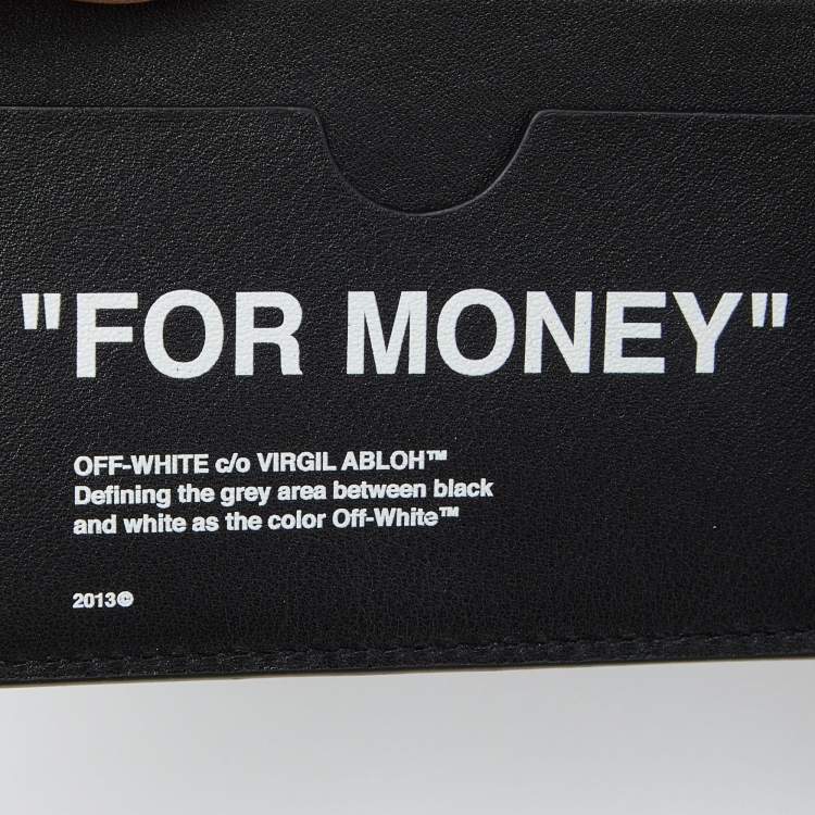 Pre Owned Off White Black/White Leather "For Money" Bifold Wallet