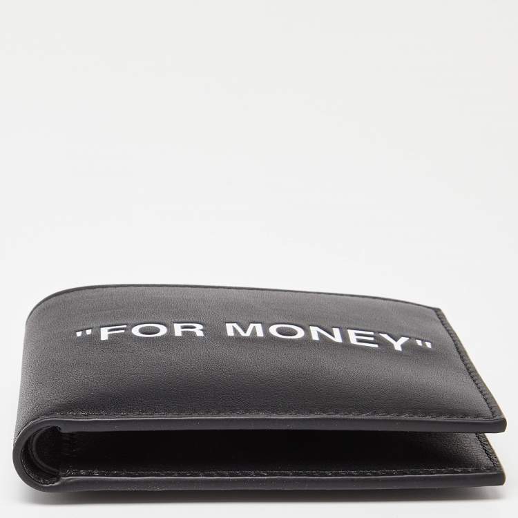 Pre Owned Off White Black/White Leather "For Money" Bifold Wallet