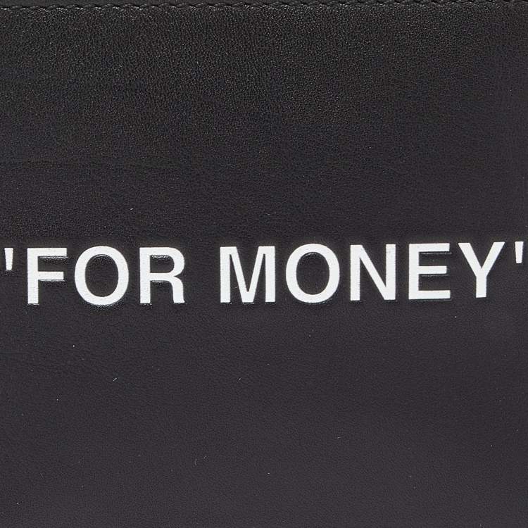 Pre Owned Off White Black/White Leather "For Money" Bifold Wallet