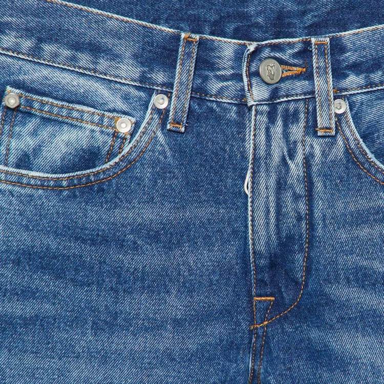 Pre Owned Off-White Medium Blue Washed Denim Slim Fit Jeans S Waist 30"