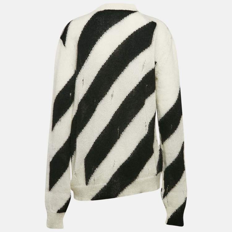 Off White Black White Diag Ribbed Mohair Sweater M Off White TLC