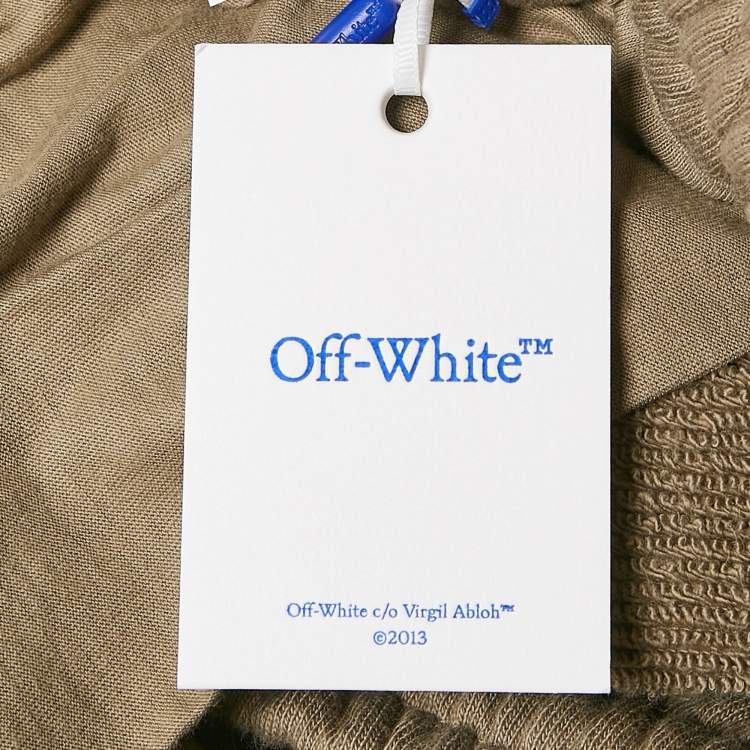 Pre Owned Off-White Khaki Green Cotton Knit Shorts S