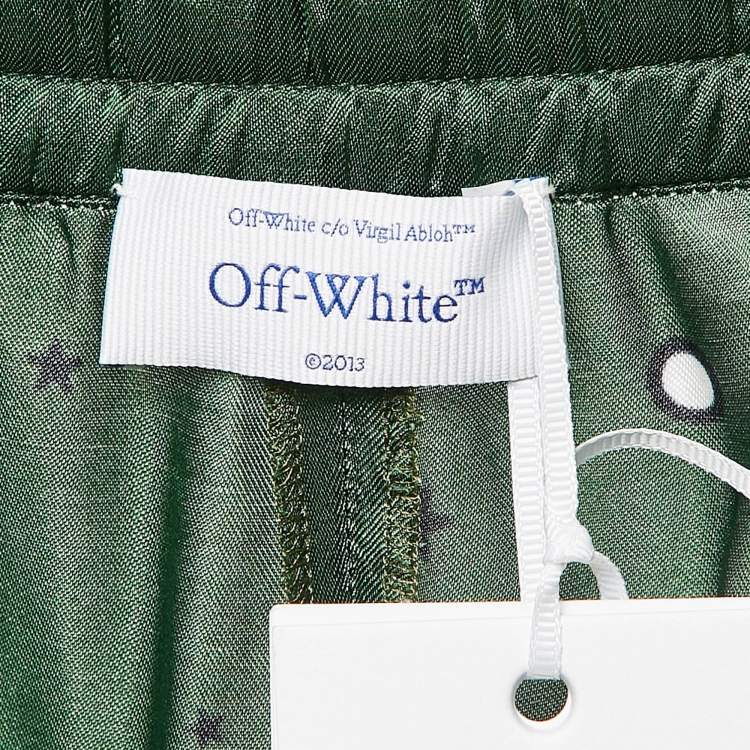 Pre Owned Off-White Green Bandana Print Satin Bermuda Shorts M