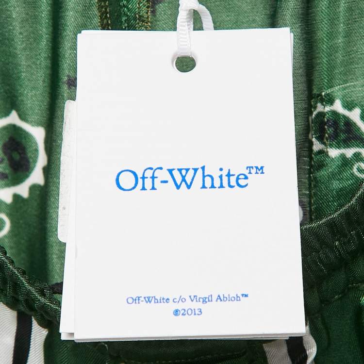Pre Owned Off-White Green Bandana Print Satin Bermuda Shorts M