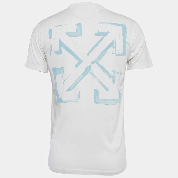 Pre Owned Off-White White Printed Cotton Knit Crew Neck T-Shirt XS