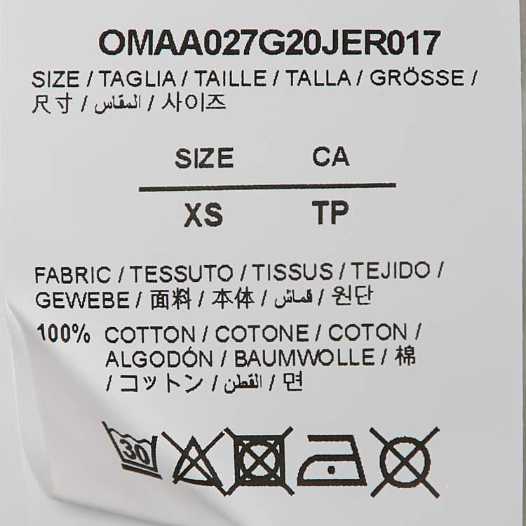 Pre Owned Off-White White Printed Cotton Knit Crew Neck T-Shirt XS