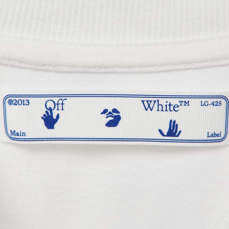 Pre Owned Off-White White Printed Cotton Knit Crew Neck T-Shirt XS