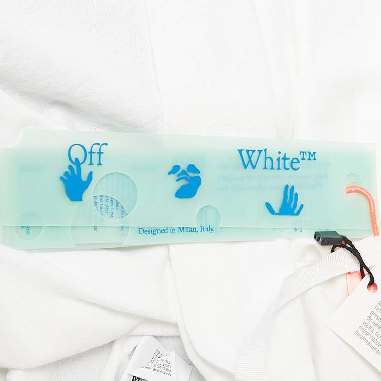 Pre Owned Off-White White Printed Cotton Knit Crew Neck T-Shirt XS