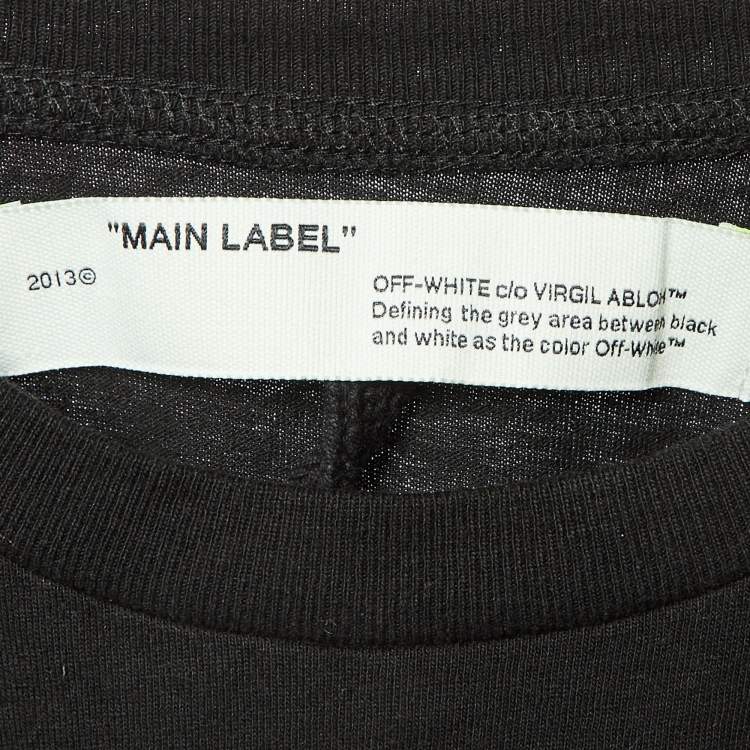 Pre Owned Off-White Black Airport Tape Print Cotton Long Sleeve T-Shirt M