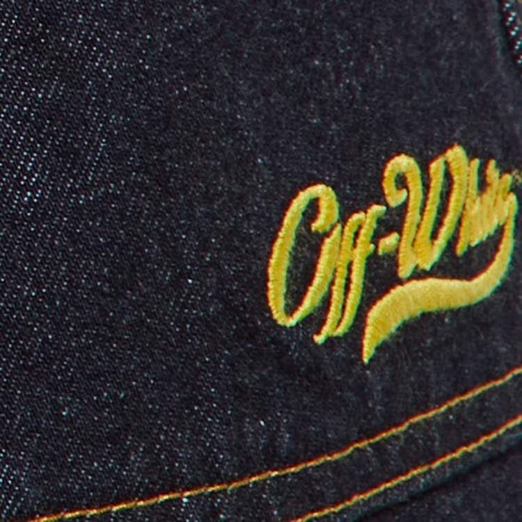 مملوكة مسبقًا Off-White Blue Embroidered Denim Utility Shorts M Waist 32"