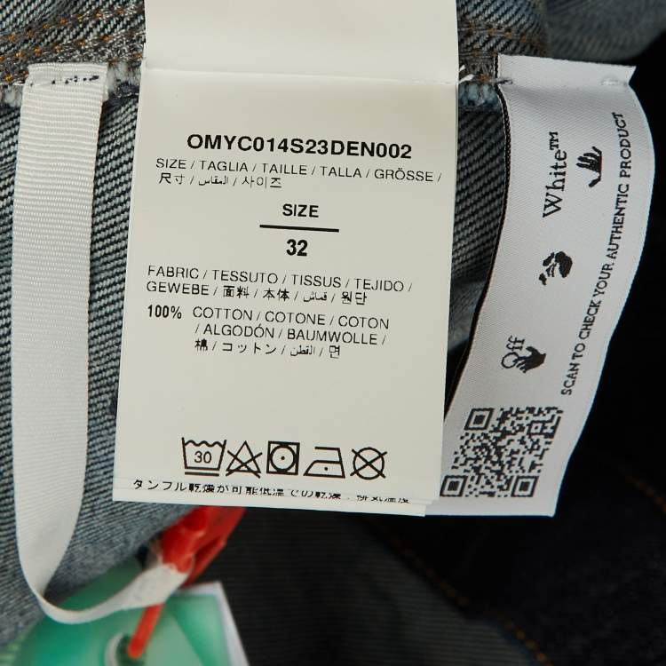 مملوكة مسبقًا Off-White Blue Embroidered Denim Utility Shorts M Waist 32"