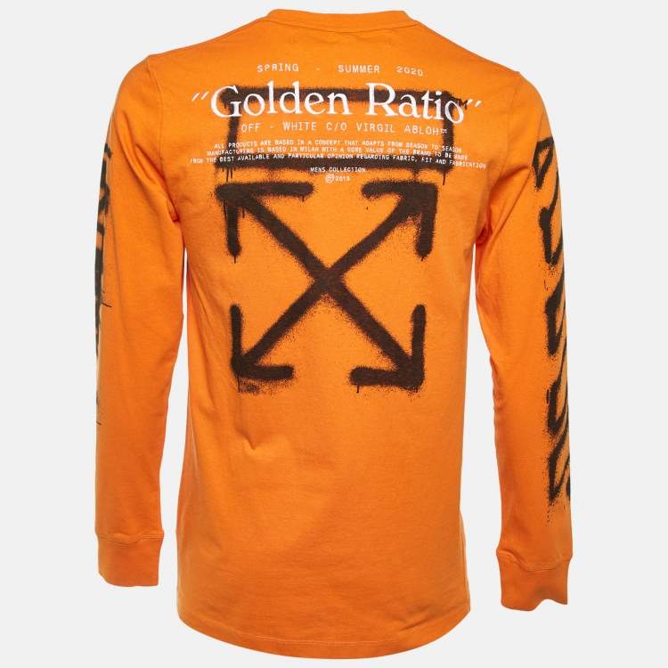 Pre Owned Off-White Orange Golden Ratio Cotton Long Sleeve T-Shirt M