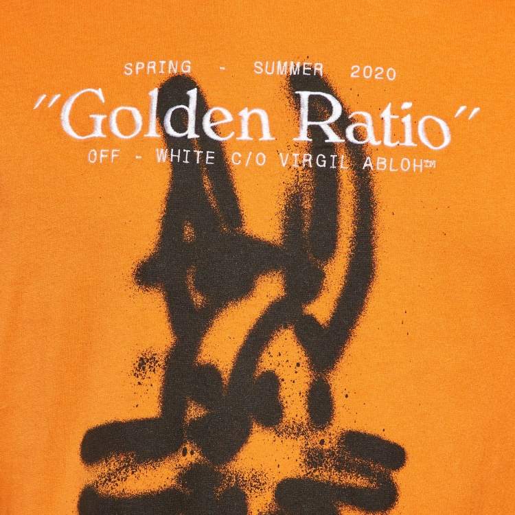 Pre Owned Off-White Orange Golden Ratio Cotton Long Sleeve T-Shirt M
