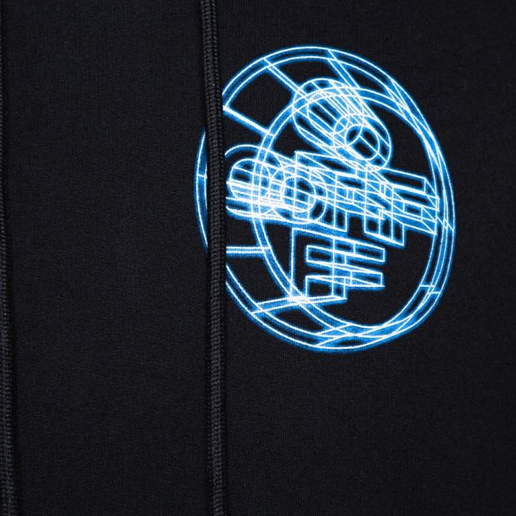 Pre Owned Off White Black 3D Crossed Off Printed Cotton Hooded Sweatshirt L