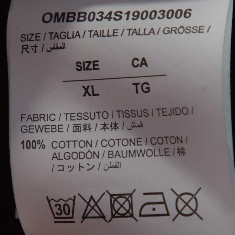 Pre Owned Off-White Black Diagonal Split Logo Cotton Slim Hoodie XL