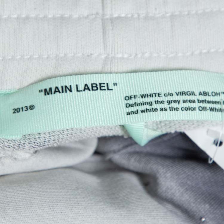 Pre Owned Off-White Grey Spray Painted Cotton Crystal Embellished Sweatpants M