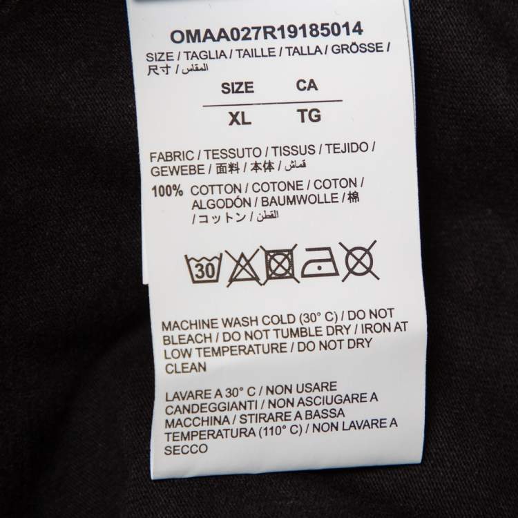 Pre Owned Off-White Black Cotton Bubble Font Print Crewneck T-Shirt XL