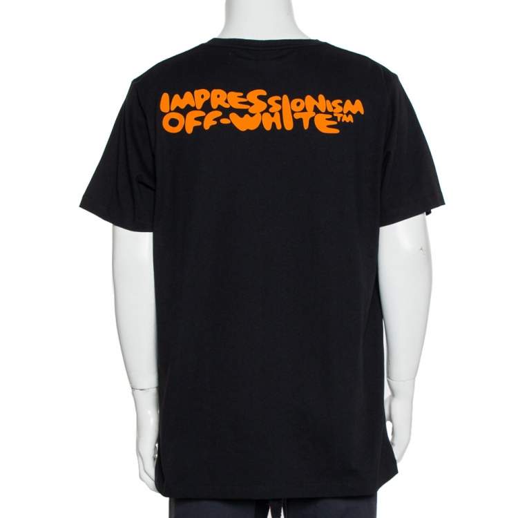 Pre Owned Off-White Black Cotton Bubble Font Print Crewneck T-Shirt XL
