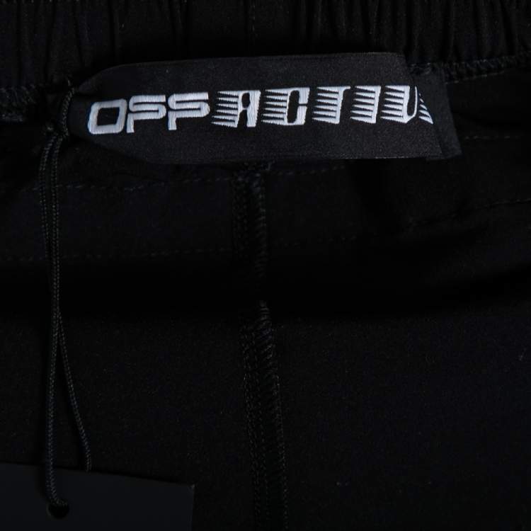 Pre Owned Off-White Black Synthetic Running Shorts M