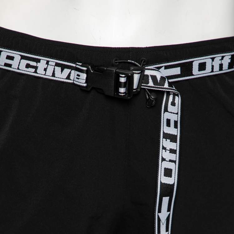 Pre Owned Off-White Black Synthetic Running Shorts M