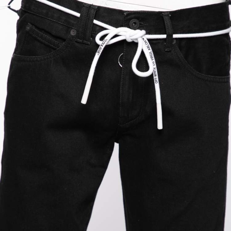 Pre Owned Off-White Black Denim Arrow Printed Jeans M