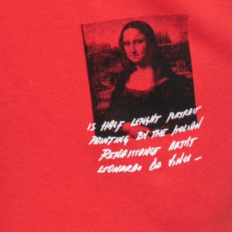 Pre Owned Off-White Red Cotton Mona Lisa Print Shorts M