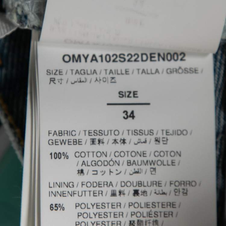 Pre Owned Off-White Blue Paint Splattered Denim Jeans L Waist 34"