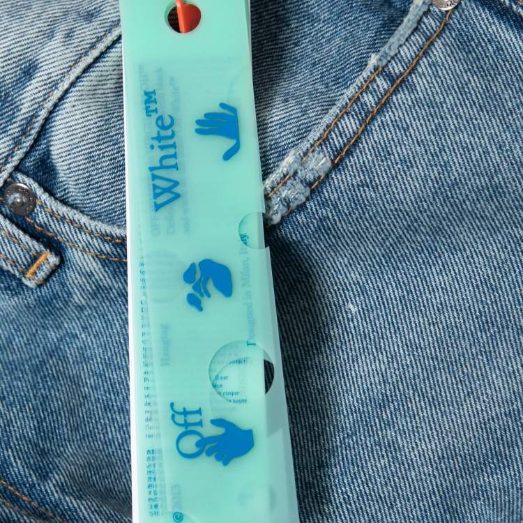 Pre Owned Off-White Blue Paint Splattered Denim Jeans L Waist 34"