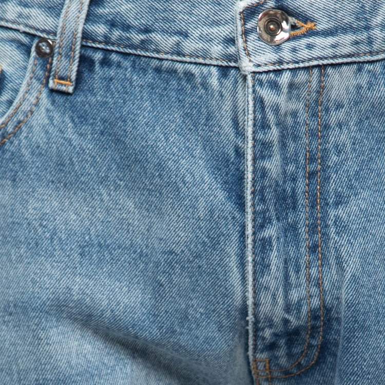 Pre Owned Off-White Blue Paint Splattered Denim Jeans L Waist 34"