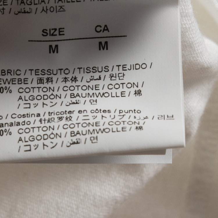 Pre Owned Off-White White Hands Off Logo Print Cotton Crew Neck T-Shirt M