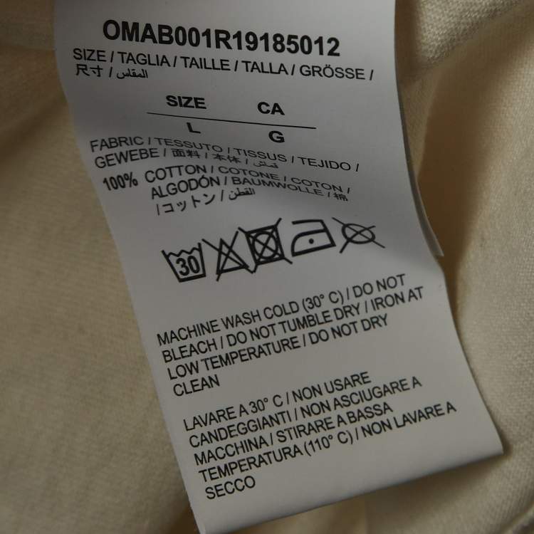 Pre Owned Off-White White Printed Cotton Long Sleeve T-Shirt L