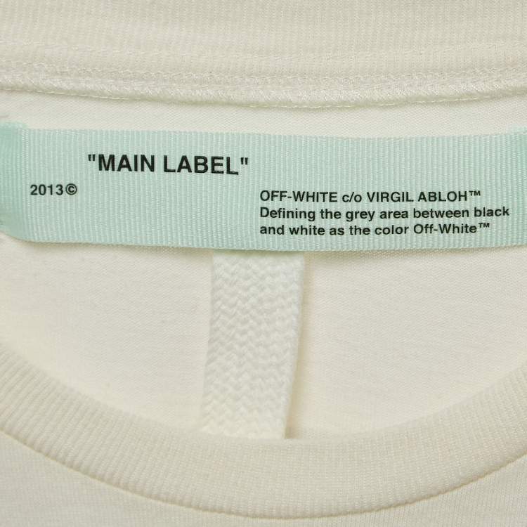 Pre Owned Off-White White Printed Cotton Long Sleeve T-Shirt L