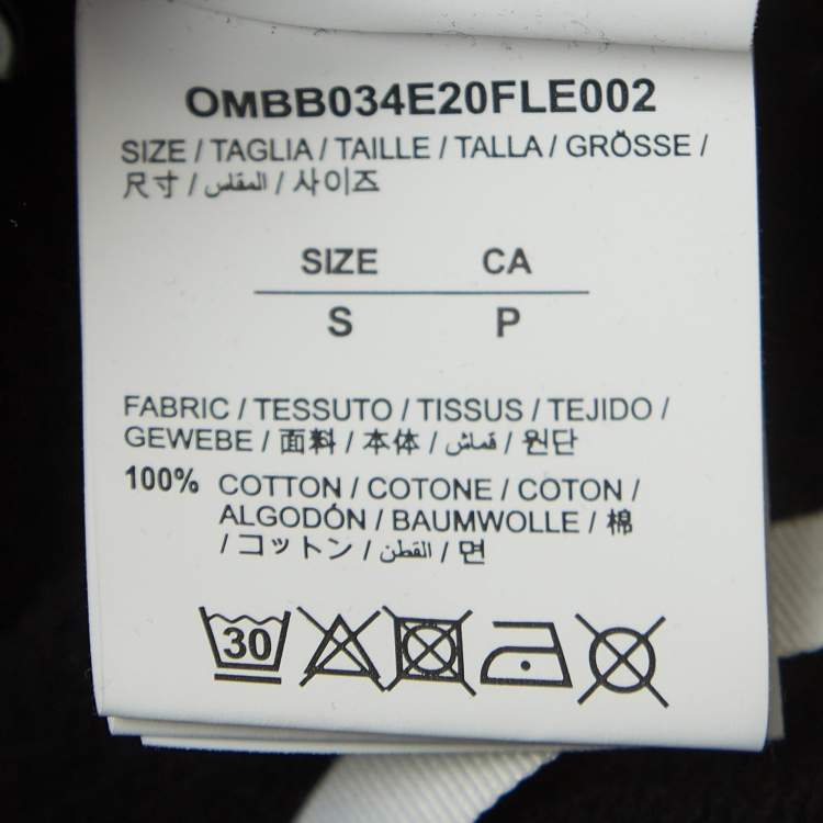 Pre Owned Off-White Black Logo Print Cotton Knit Hoodie S
