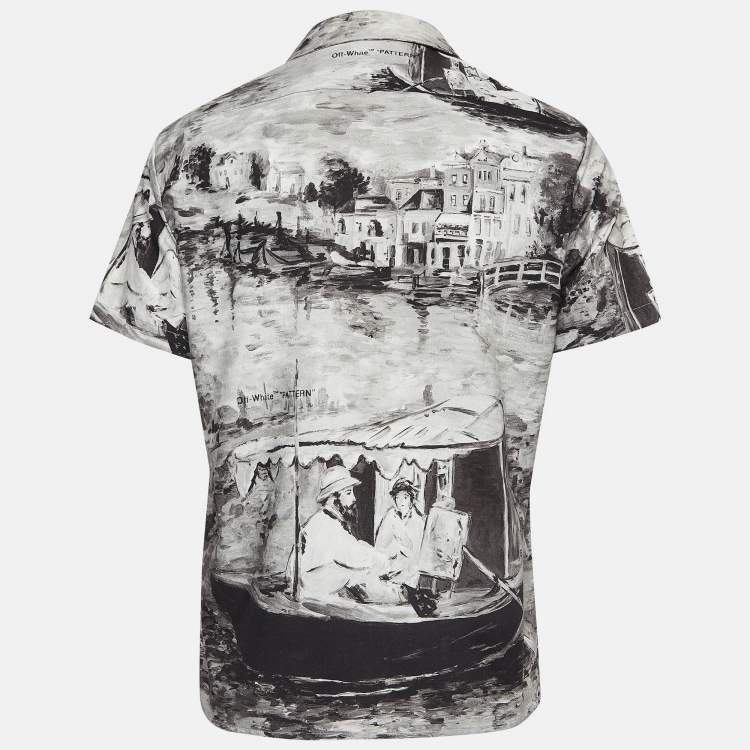 Pre Owned Off-White Grey Printed Cotton Buttoned Up Shirt XS