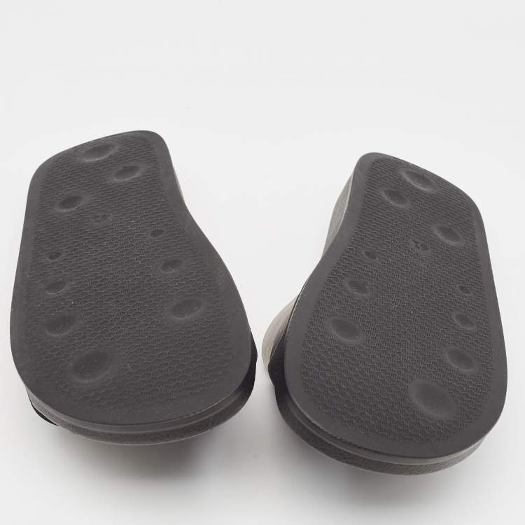 Pre Owned Off-White Black Rubber Logo Pool Slides Size 41