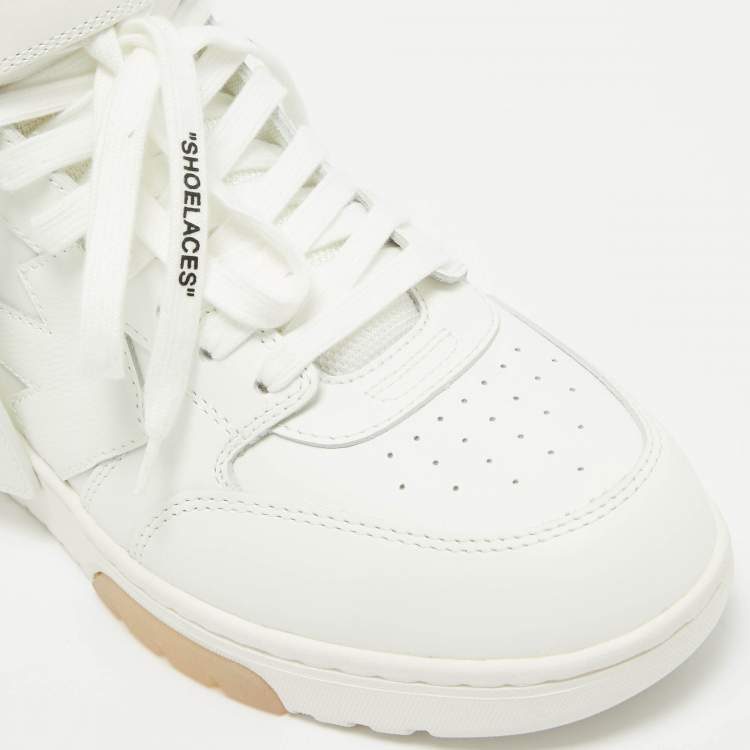 Pre Owned Off-White White Leather Out Of Office High Top Sneakers Size 41