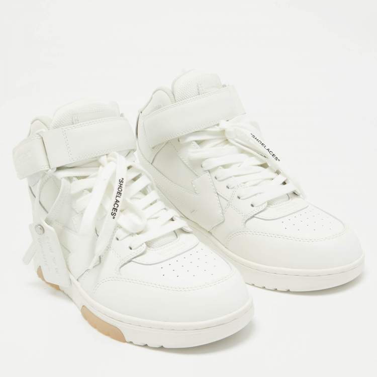 Pre Owned Off-White White Leather Out Of Office High Top Sneakers Size 41