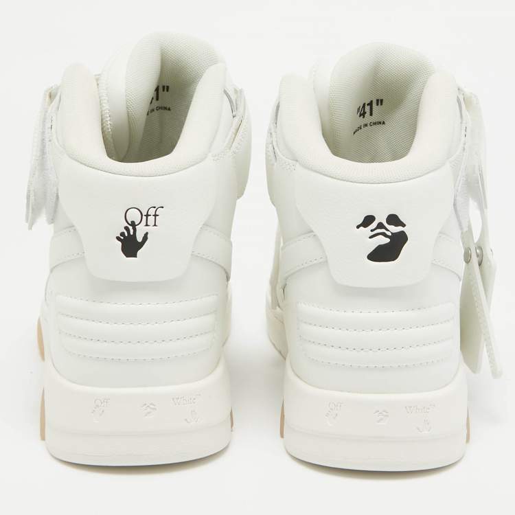 Pre Owned Off-White White Leather Out Of Office High Top Sneakers Size 41