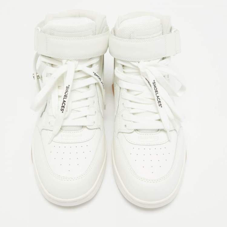 Pre Owned Off-White White Leather Out Of Office High Top Sneakers Size 41